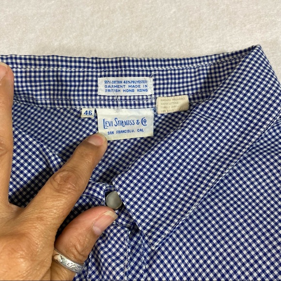 Levi’s Pearl Snap Gingham Shirt Top Woman’s size 46 Long Sleeve Shirt… - Picture 3 of 11